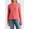 Nic + Zoe Nic+zoe Thermal Knit Button Top In Red