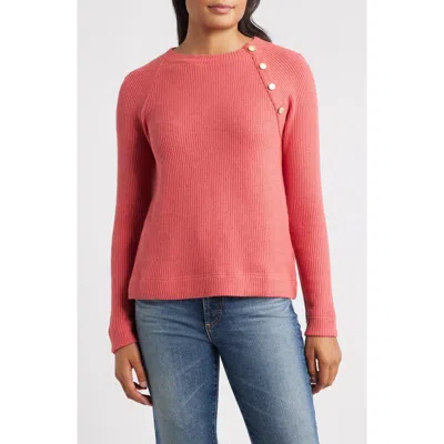 Nic + Zoe Nic+zoe Thermal Knit Button Top In Red
