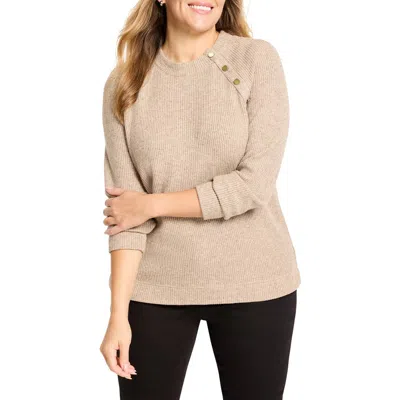 Nic + Zoe Nic+zoe Thermal Knit Button Top In Walnut