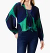 Nic + Zoe Three Way Cardy In Green Multi In Green