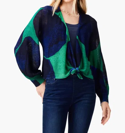 Nic + Zoe Three Way Cardy In Green Multi