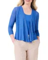 Nic + Zoe 4-way Linen Blend Convertible Cardigan In Blue