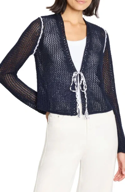 NIC + ZOE NIC+ZOE TIE FRONT OPEN STITCH COTTON BLEND CARDIGAN