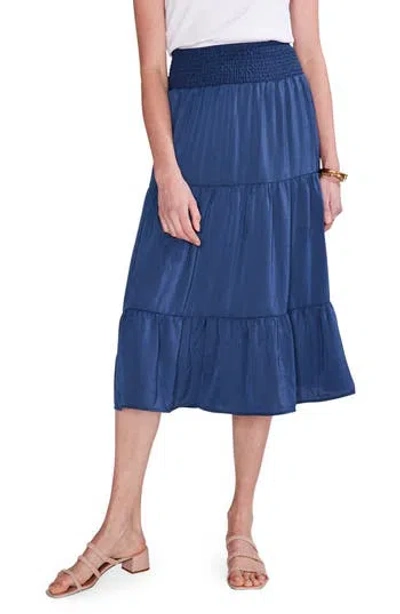 Nic + Zoe Soft Drape Tiered Skirt In Deep Ocean In Blue