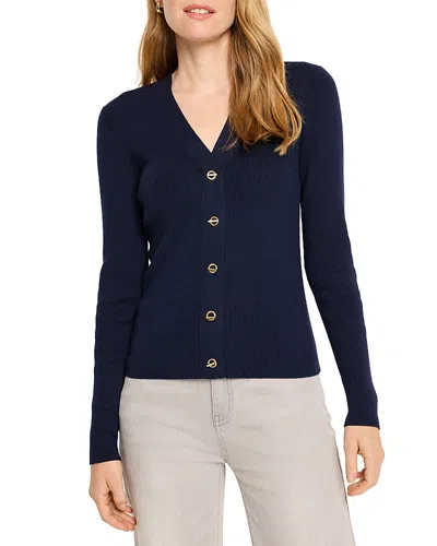 Nic + Zoe Nic+zoe Toggle Accent Rib Cardigan In Dark Indigo