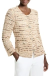 Nic + Zoe Nic+zoe Tonal Mix Open Stitch Cotton Blend Knit Jacket