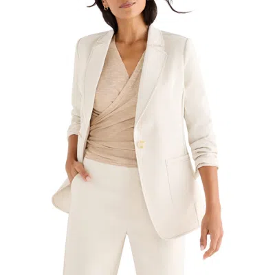 Nic + Zoe Nic+zoe Topstitch Detail Stretch Blazer In White