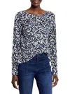 Nic + Zoe Tossed Paisley Supersoft Sweater In Indigo Multi In Blue