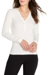 Nic + Zoe Nic+zoe Trimmed Knit Rib V-neck Top In White