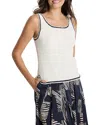 Nic + Zoe Nic+zoe Trimmed Rib Knit Sleeveless Top In Classic Cream