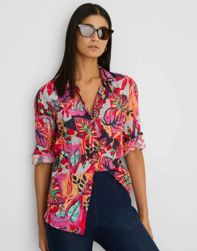 Nic + Zoe Tropical Button Down Shirt In Kauai Garden Print In Multi