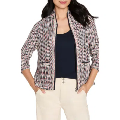 Nic + Zoe Tuck Stitch Colorwheel Jacket In Red Multi