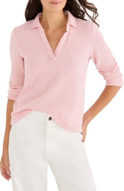Nic + Zoe Nic+zoe Tuck Stitch Knit Polo In Pink