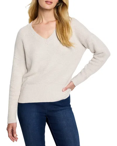 Nic + Zoe Nic+zoe Tuck Stitch V-neck Sweater In Neutral