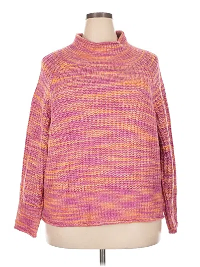 Pre-owned Nic + Zoe Turtleneck Sweater In Pink