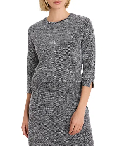 Nic + Zoe Nic+zoe Tweed Stitch Round Neck Sweater In Gray
