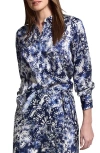 Nic + Zoe Nic+zoe Twilight Blooms Button-up Shirt In Blue Multi