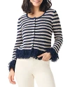 NIC + ZOE NIC+ZOE TWILIGHT FRINGE STRIPED KNIT CARDIGAN