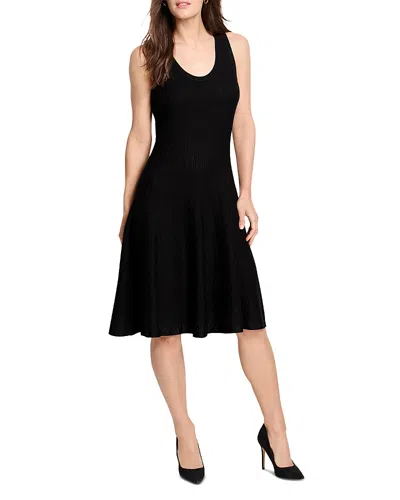 Nic + Zoe Womens Knee-length Scoop Neck Fit & Flare Dress In Black Onyx