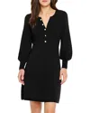 Nic + Zoe Twirl Time Long Sleeve Cotton Blend Knit Dress In Black Onyx