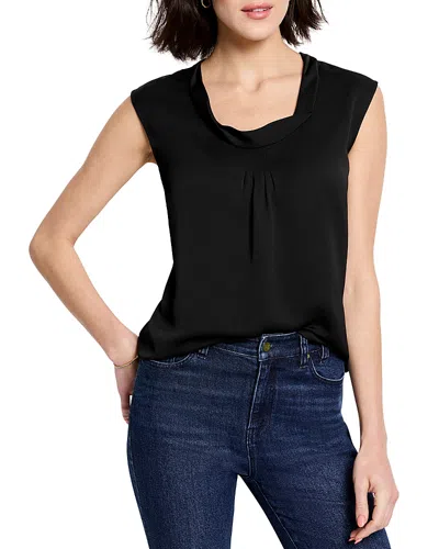 Nic + Zoe Satin Chiffon Layer Top In Black Onyx