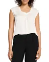 Nic + Zoe Satin Chiffon Layer Top In Classic Cream