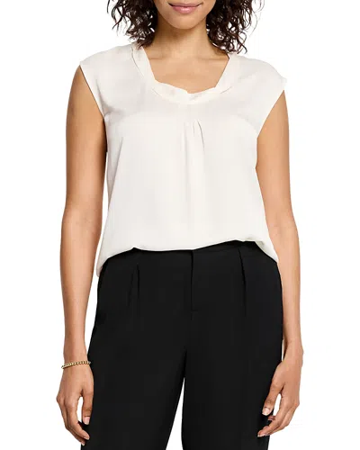 Nic + Zoe Satin Chiffon Layer Top In Classic Cream