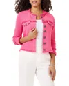 Nic + Zoe Utility Fringe Mix Knit Jacket In Wild Pink