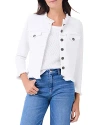 Nic + Zoe Womens Lightweight Fringed Utility Jacket In Paper White