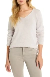 Nic + Zoe Cotton Cord Soft V-neck Sweater In Cobblestone
