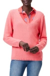 Nic + Zoe Cotton Cord Soft V Neck Sweater In Orange