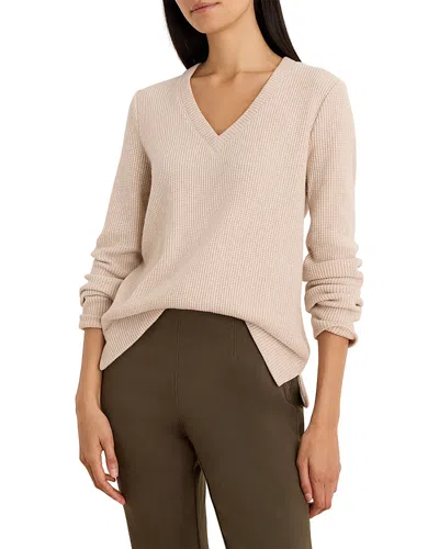 Nic + Zoe Nic+zoe V Neck Soft Waffle Thermal Top In Neutral