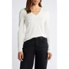 Nic + Zoe Nic+zoe V-neck Sweater Tee In Classic Cream
