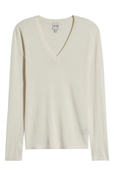 Nic + Zoe Nic+zoe V-neck Sweater Tee In Classic Cream