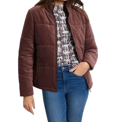 Nic + Zoe Velvet Puffer Jacket In Chai