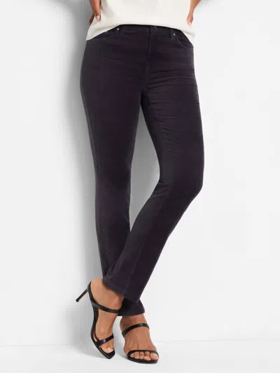 Nic + Zoe Velvet Straight Leg Pant In Charcoal In Pink