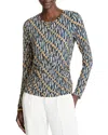 Nic + Zoe Nic+zoe Vintage Batik Draped Long Sleeve Top In Neutral Multi