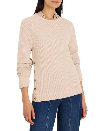 Nic + Zoe Nic+zoe Waffle Knit Side Button Top In Neutral