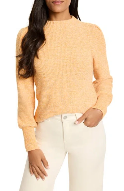 Nic + Zoe Nic+zoe Waffle Stitch Crewneck Sweater In Mango