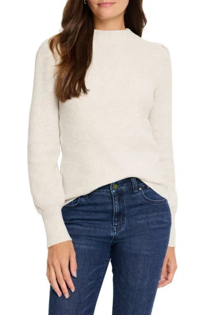 Nic + Zoe Nic+zoe Waffle Stitch Crewneck Sweater In Mist