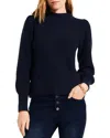 Nic + Zoe Puff Shoulder Waffle Stitch Sweater In Blue