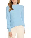 Nic + Zoe Nic+zoe Waffle Stitch Crewneck Sweater In Blue Jewel