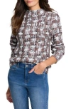 Nic + Zoe Mock Neck Top Sweater In Grey Multi In Grey Multi