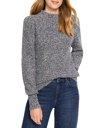 Nic + Zoe Nic+zoe Waffle Stitch Crewneck Sweater In Indigo Mix