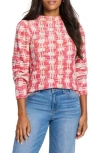 Nic + Zoe Nic+zoe Waffle Stitch Stamp Sweater In Red Multi