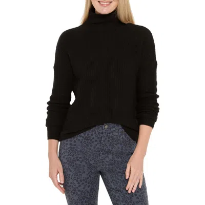 Nic + Zoe Nic+zoe Waffle Stitch Tuck Sweater In Black