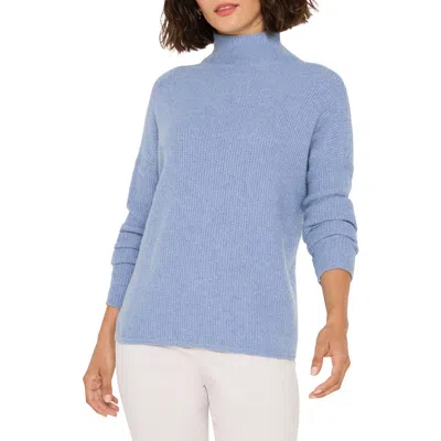 Nic + Zoe Nic+zoe Waffle Stitch Tuck Sweater In Blue
