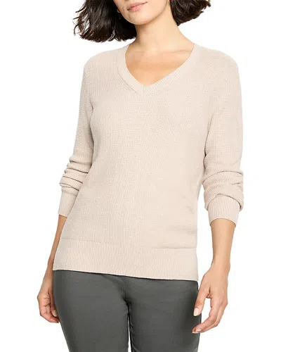 Nic + Zoe Nic+zoe Waffle Stitch V Neck Sweater In Brown