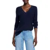 Nic + Zoe Nic+zoe Waffle Stitch V-neck Sweater In Dark Indigo