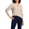 Nic + Zoe Nic+zoe Waffle Stitch V-neck Sweater In Malt